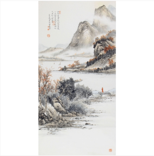 玄关装饰画必选 邹丰羽四尺仿古山水画《山色空蒙》